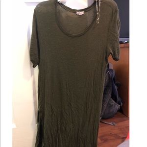 Olive green long slit shirt